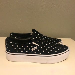 Vans platform with silver polka dots